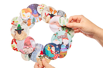 Upcycled Christmas Cards Circle Wreath