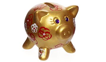 Gold & Red Piggy Banks