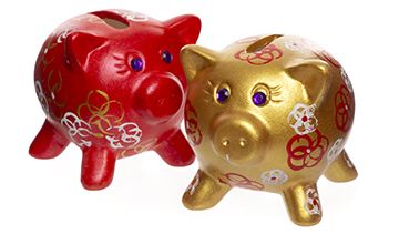 Gold & Red Piggy Banks