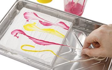 String Pull Paint Pour – Floral Canvas